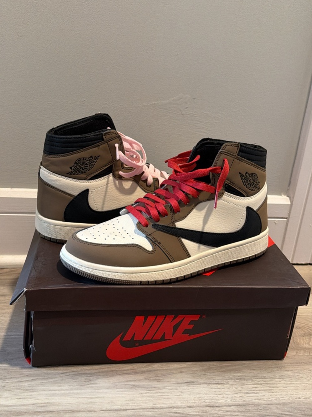 Jordan High-Top Sneakers in Brown, White & Black
